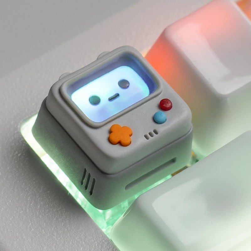 ULTRAEQUIP Artisan Keycaps, Cute Retro Game Consoler-Shpaed Keycap, Shine Through Resin Handmade, Single 1U Replace Key for ESC Key Mechanical Keyboard (Grey) - Image 1